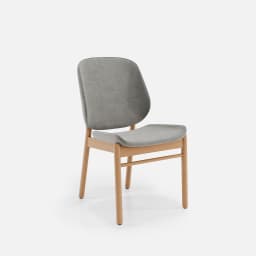 Chaise Mireille Sans Accoudoirs par Zelder en merisier classique et tissu coloris beige fumé