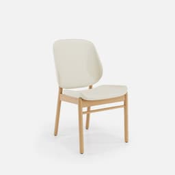 Chaise Mireille Sans Accoudoirs par Zelder en merisier classique et tissu coloris taupe