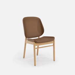 Chaise Mireille Sans Accoudoirs par Zelder en noyer et tissu coloris beige fumé