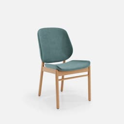 Chaise Mireille Sans Accoudoirs par Zelder en merisier classique et tissu coloris terra rosa