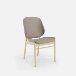 Chaise Mireille Sans Accoudoirs par Zelder en noyer clair et tissu coloris cendre