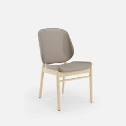 Chaise Mireille Sans Accoudoirs par Zelder en noyer clair et tissu coloris cendre