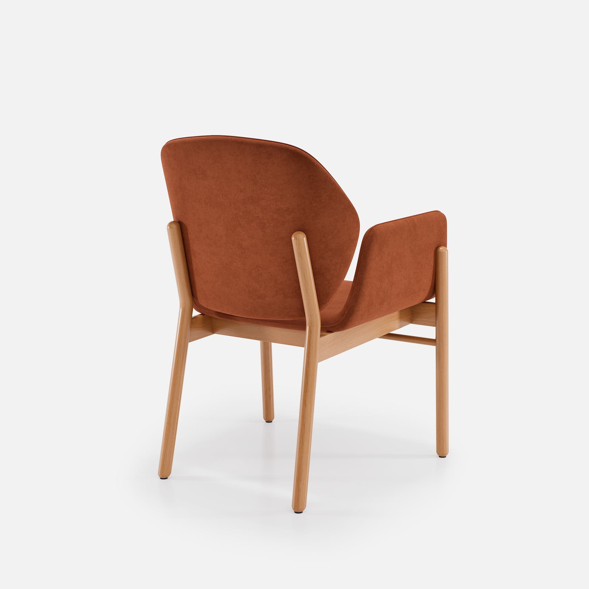 Chaise Accoudoirs Mireille par Zelder en hêtre naturel et tissu coloris cendre