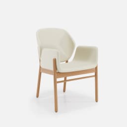 Chaise Accoudoirs Mireille par Zelder en merisier classique et tissu coloris taupe