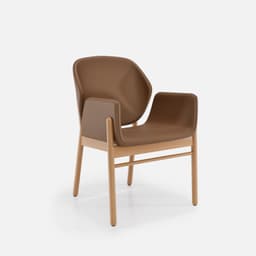 Chaise Accoudoirs Mireille par Zelder en merisier classique et tissu coloris terra rosa