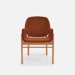 Chaise Accoudoirs Mireille par Zelder en hêtre naturel et tissu coloris terra rosa