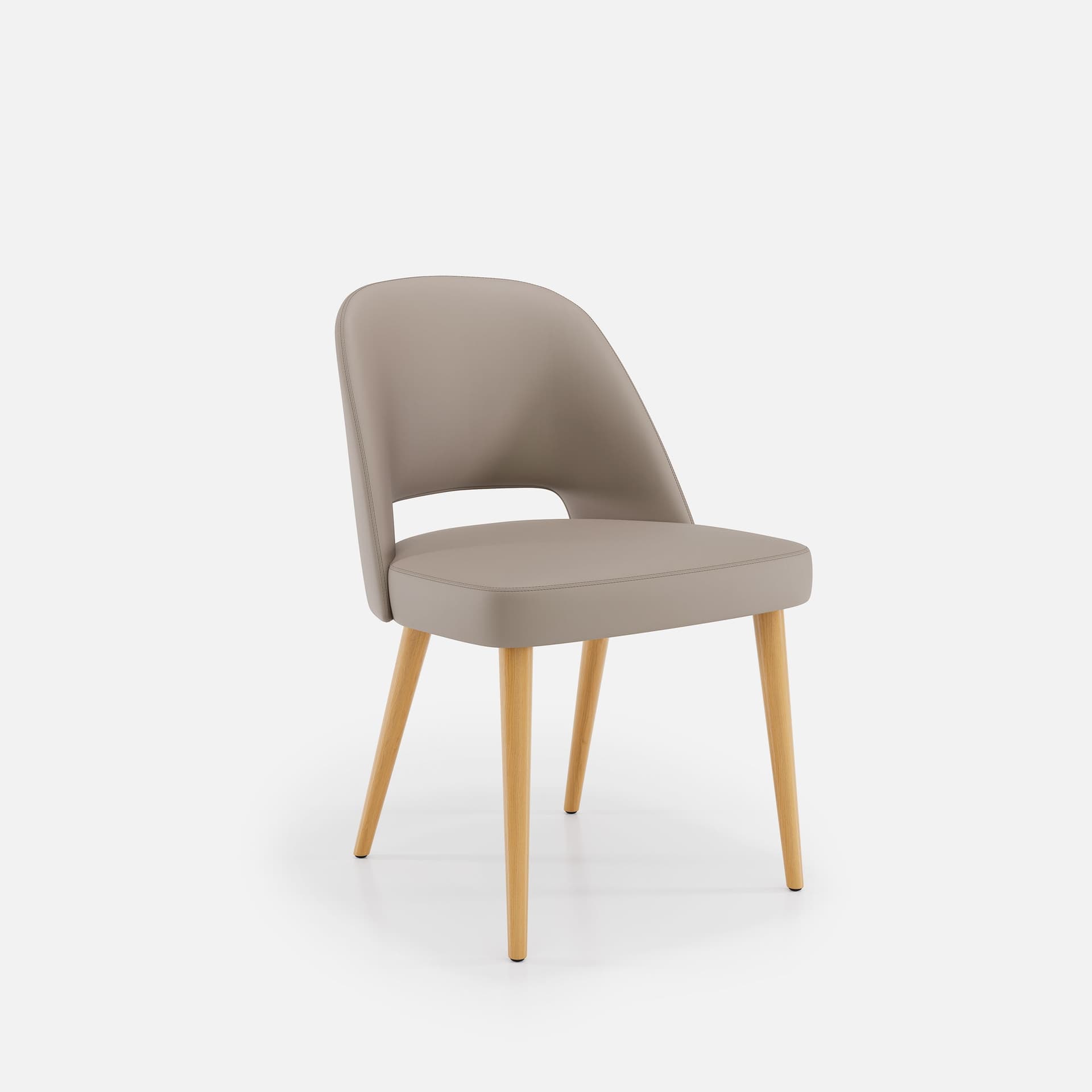 Chaise Nicole Sans Accoudoirs par Zelder en bois hêtre naturel et revètement tissu coloris beige fumé