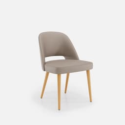 Chaise Nicole Sans Accoudoirs par Zelder en bois hêtre naturel et revètement tissu coloris beige fumé