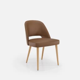 Chaise Nicole Sans Accoudoirs par Zelder en noyer clair et tissu coloris cendre