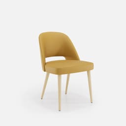 Chaise Nicole Sans Accoudoirs par Zelder en noyer clair et tissu coloris terra rosa