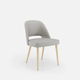 Chaise Nicole Sans Accoudoirs par Zelder en noyer clair et tissu coloris gris perle