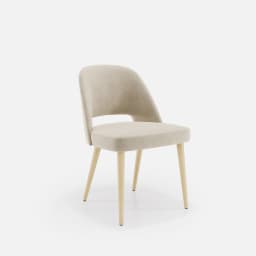 Chaise Nicole Sans Accoudoirs par Zelder en noyer clair et tissu coloris bleu canard
