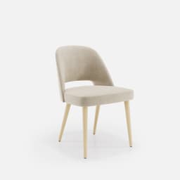 Chaise Nicole Sans Accoudoirs par Zelder en noyer clair et tissu coloris bleu canard