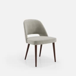 Chaise Nicole Sans Accoudoirs par Zelder en merisier classique et tissu coloris beige fumé