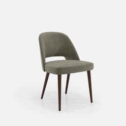 Chaise Nicole Sans Accoudoirs par Zelder en merisier classique et tissu coloris cendre