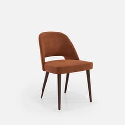 Chaise Nicole Sans Accoudoirs par Zelder en merisier classique et tissu coloris taupe