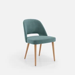 Chaise Nicole Sans Accoudoirs par Zelder en merisier classique et tissu coloris gris perle