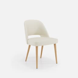 Chaise Nicole Sans Accoudoirs par Zelder en noyer et tissu coloris beige fumé