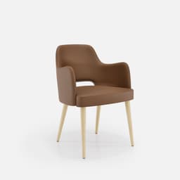 Chaise Accoudoirs Nicole par Zelder en merisier classique et tissu coloris taupe