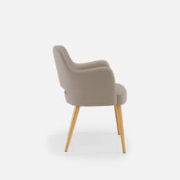 Chaise Accoudoirs Nicole par Zelder en hêtre naturel et tissu coloris terra rosa