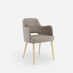 Chaise Accoudoirs Nicole par Zelder en noyer clair et tissu coloris bleu canard