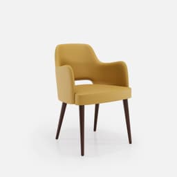 Chaise Accoudoirs Nicole par Zelder en merisier classique et tissu coloris gris perle