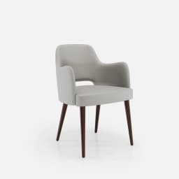 Chaise Accoudoirs Nicole par Zelder en noyer clair et tissu coloris cendre