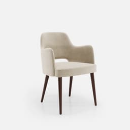 Chaise Accoudoirs Nicole par Zelder en noyer clair et tissu coloris terra rosa