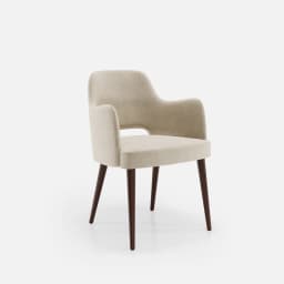 Chaise Accoudoirs Nicole par Zelder en noyer clair et tissu coloris terra rosa