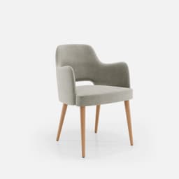 Chaise Accoudoirs Nicole par Zelder en merisier classique et tissu coloris terra rosa