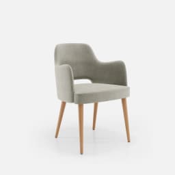 Chaise Accoudoirs Nicole par Zelder en merisier classique et tissu coloris terra rosa