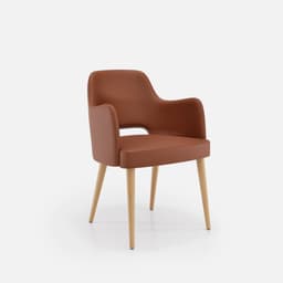 Chaise Accoudoirs Nicole par Zelder en merisier classique et tissu coloris bleu canard