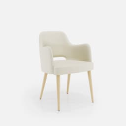 Chaise Accoudoirs Nicole par Zelder en noyer clair et tissu coloris taupe