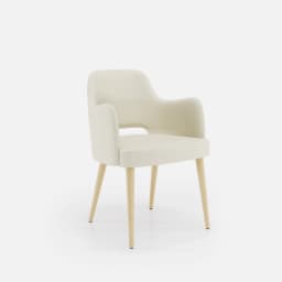 Chaise Accoudoirs Nicole par Zelder en noyer clair et tissu coloris taupe