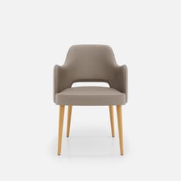 Chaise Accoudoirs Nicole par Zelder en hêtre naturel et tissu coloris taupe