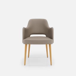 Chaise Accoudoirs Nicole par Zelder en hêtre naturel et tissu coloris taupe