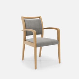 Chaise Accoudoirs Julia par Zelder en hêtre naturel et simili coloris gris perle