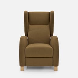 Fauteuil Fixe Pablo par Zelder en hêtre naturel et tissu coloris chocolat