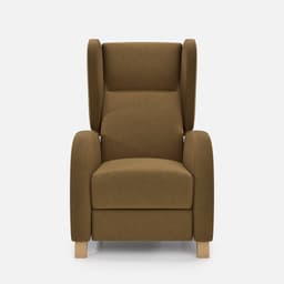 Fauteuil Fixe Pablo par Zelder en hêtre naturel et tissu coloris chocolat