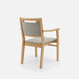Chaise Accoudoirs Liza par Zelder en hêtre naturel et tissu coloris gris perle
