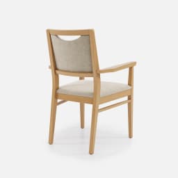 Chaise Accoudoirs Mila Haut Dossier par Zelder en hêtre naturel et tissu coloris gris perle