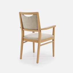 Chaise Accoudoirs Mila Haut Dossier par Zelder en hêtre naturel et tissu coloris gris perle