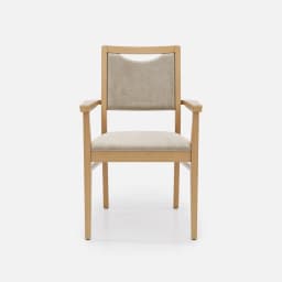 Chaise Accoudoirs Mila Haut Dossier par Zelder en hêtre naturel et tissu coloris cendre