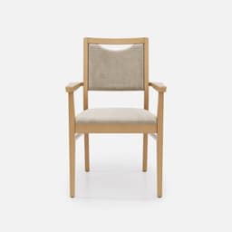 Chaise Accoudoirs Mila Haut Dossier par Zelder en hêtre naturel et tissu coloris cendre