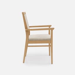 Chaise Accoudoirs Mila Haut Dossier par Zelder en hêtre naturel et tissu coloris terra rosa