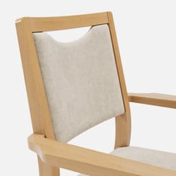 Chaise Accoudoirs Mila Haut Dossier par Zelder en hêtre naturel et tissu coloris taupe