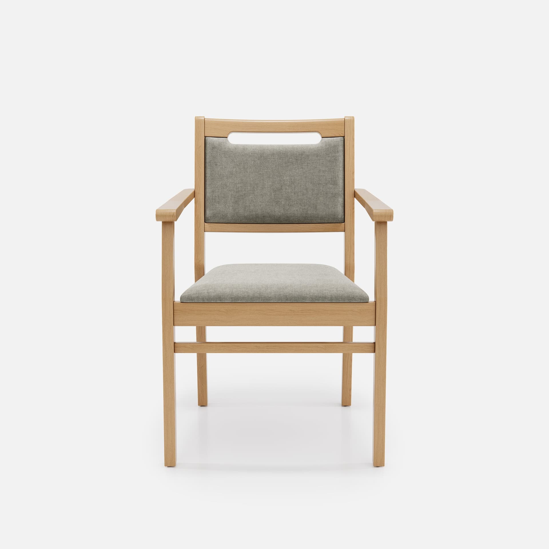 Chaise Accoudoirs Liza par Zelder en hêtre naturel et tissu coloris cendre