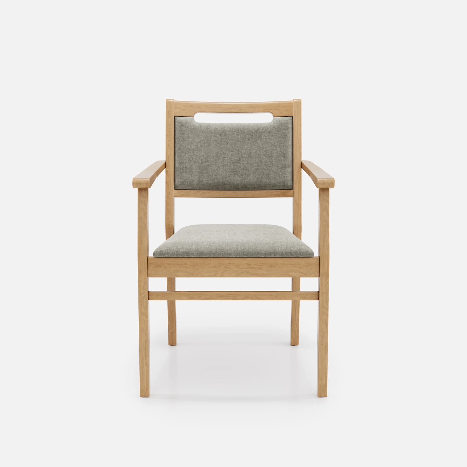 Chaise Accoudoirs Liza par Zelder en hêtre naturel et tissu coloris cendre