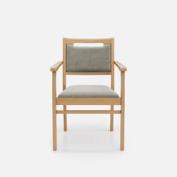Chaise Accoudoirs Liza par Zelder en hêtre naturel et tissu coloris cendre
