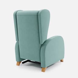Fauteuil Relax Manuel Pablo par Zelder en hêtre naturel et tissu coloris ocre